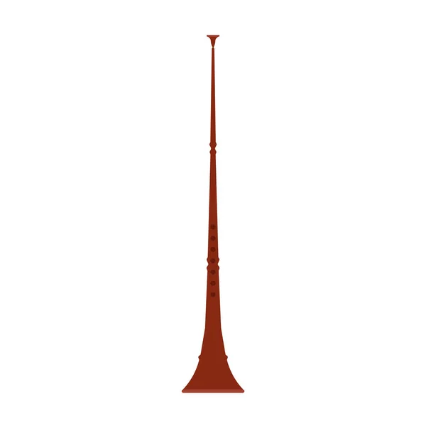 Hoorn houten muziekinstrument illustratie vector platte pictogram. Geluid — Stockvector