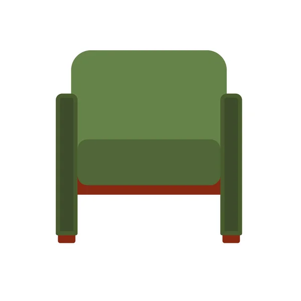 Classic chair green vector icon front view. Furniture home — Stock Vector