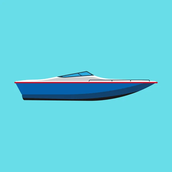 Motorový člun boční pohled vektor ploché ikony. Motorová plavba námořní izolované — Stockový vektor