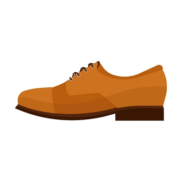 Shoe man side view brown vector flat icon. Fashion boot footwear — Stock Vector