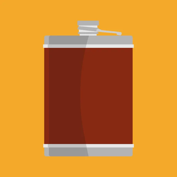 Hip flask vector flat icon illustration container drink. Bottle — Stock Vector
