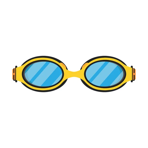 Swimming goggle yellow sport water glass pool vector flat icon. — Stock Vector