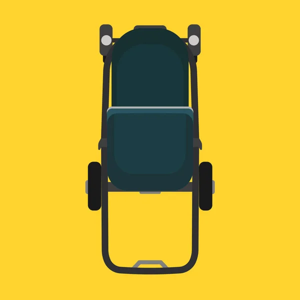 Vista superior del icono de vector de carro verde niño Pram. Bebé infancia — Vector de stock