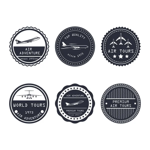 Air Tour Vektor Badge Flugzeugreisen Business-Design. Tourismus — Stockvektor