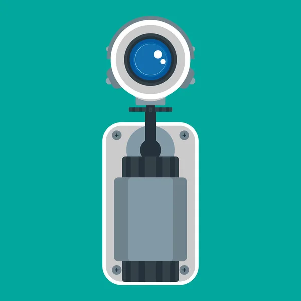 Controllo protezione icona vettoriale telecamera di sorveglianza. Videosorveglianza — Vettoriale Stock