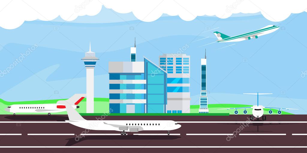 Airport vector illustration arrival departure travel. Terminal 