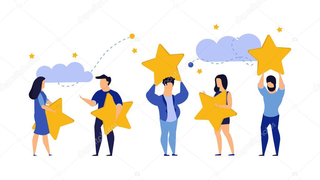 Customer review five star choice vector illustration satisfaction