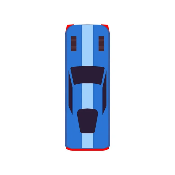 Blauwe sport auto top view vector vervoer auto ontwerp geïsoleerd. Snelheid vervoer illustratie pictogram luxe concept grafisch. Snel bord stijl verkeer glanzend model met lijn. Super exotische machine — Stockvector