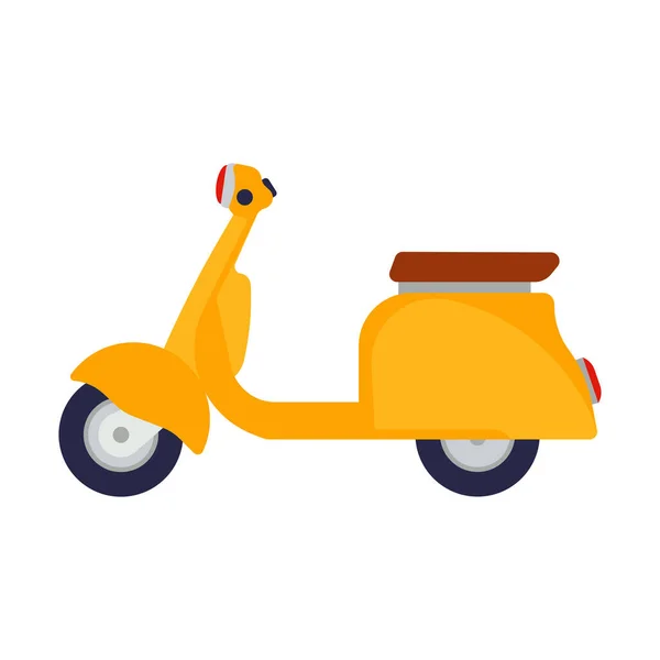 Sarı scooter vektör çizimi düz ikon bisiklet tasarımı. İzole edilmiş sporcu motor hızı. Şehir bisiklet teslimatı elektrikli bisiklet. Kentsel yaşam tarzı seyahat motosiklet eko kirası