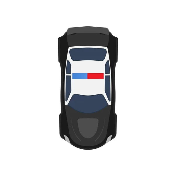 Αστυνομία αυτοκίνητο top view διανυσματικό εικονίδιο όχημα εικονογράφηση. Ασπρόμαυρο περιπολικό, απομονωμένο με σειρήνα. Σχεδίαση σερίφη εγκλήματος ασφαλείας αυτοκινήτου. Φορτηγό — Διανυσματικό Αρχείο