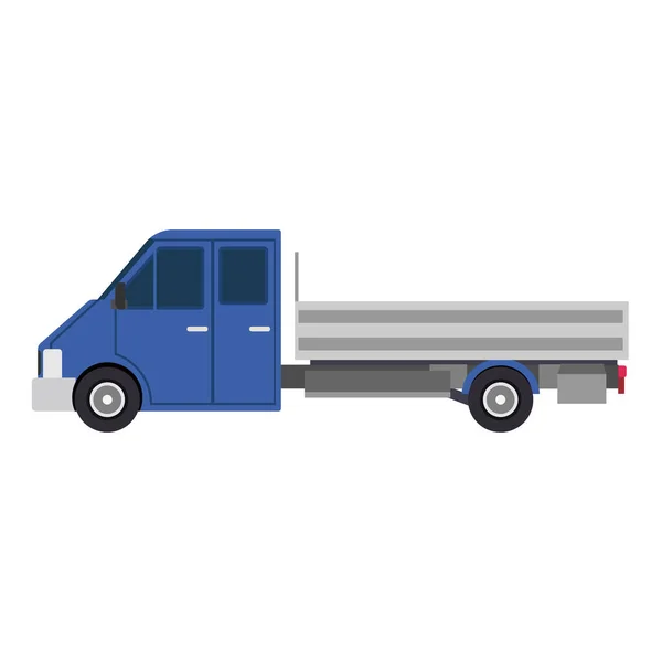 Blue truck auto boční pohled dodání ploché ikony izolované bílé ilustrace. Nákladní doprava obchodní design nákladní vozidlo. Obchodní dopravní značka. Auto servis logistický automobil — Stockový vektor