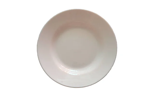 White Plate Food Dish Top View White Background Empty Ceramic — Stock Photo, Image