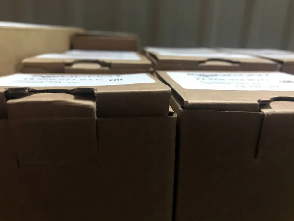 Przemysł Magazynowy Pudełka Biznes Wysyłki Pakiet Logistyczny Fabryczna Półka Kartonowa — Zdjęcie stockowe