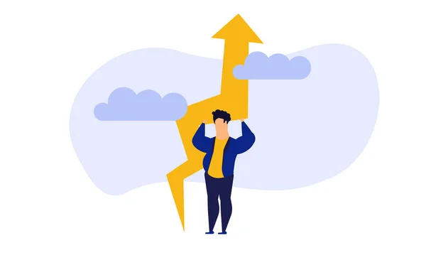 Business Analytics Cloud Arrow Vector Leadership Company Les Gens Contestent — Image vectorielle