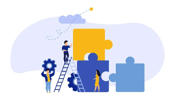 Business Team Work Building Puzzle Concept Vectoriel Illustration Les Gens — Image vectorielle