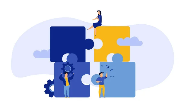 Business Team Work Building Puzzle Concept Vectoriel Illustration Les Gens — Image vectorielle