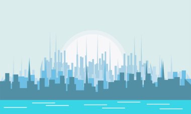 Şehir arkaplan vektörü düz illüstrasyon manzara görüntüsü