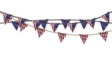 4 Temmuz Bağımsızlık Günü ABD vektör satışı illüstrasyonu. Ulusal bayrak taşıyan bayram tebrik kartı