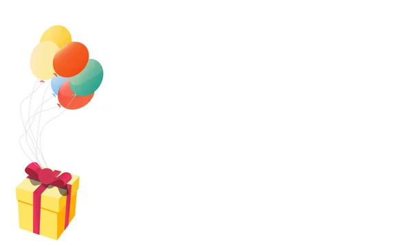 Подарункові Мухи Різнокольорових Повітряних Кулях Векторний Плоский Дизайн Ілюстрації Святкування — стоковий вектор