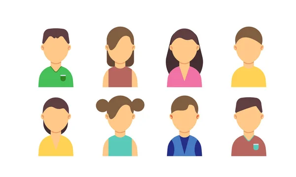 Mensen Avatar Mannen Vrouwen Personages Set Platte Vector Illustratie Ontwerp — Stockvector