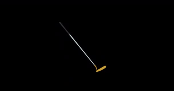 Animasyon Golf Sopası Spor Malzemeleri Düz Simgesi Siyah Arkaplan Videosunda — Stok video
