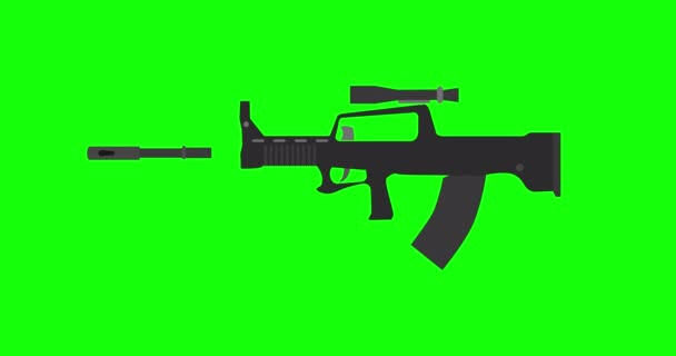 Rifle vector sluipschutter jachtgeweer silhouet geïsoleerde illustratie pictogram aanval militair symbool wapen — Stockvideo