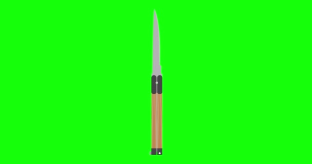Cuchillo mariposa vector latón ilustración lucha agresivo espada guerra símbolo calle daga blanco peligro — Vídeos de Stock
