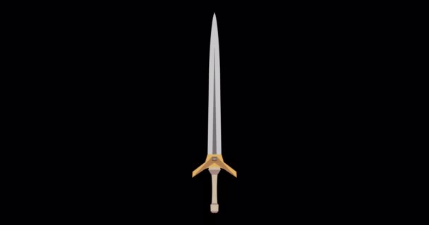 Espada fantasía vector medieval arma batalla espada daga acero ilustración guerra caballero aislado juego — Vídeo de stock