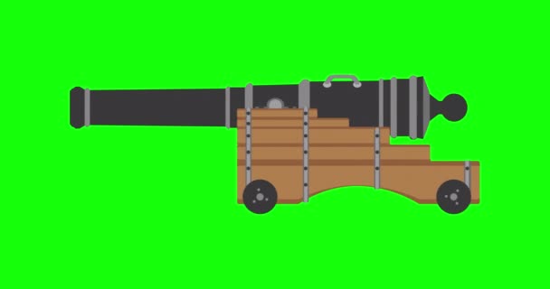 Dělostřelectvo set kanón vektor ilustrace zbraň armáda ikona válka armáda izolované požární pistole bitva starý ročník — Stock video