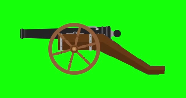 Topçu vekil silahı ordu savaş topu tankı çizimi düz silahlı silah ikonu — Stok video