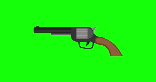 Pistola revolver pistola vettore pistola vintage arma illustrazione proiettile bianco vecchia icona sparatutto occidentale — Video Stock