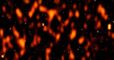 Gerçekçi sürrealist kor ateş tozu yavaşça siyah dumanla yükseliyor. Grunge koyu kıvılcımları izole uçuyor. Kıvılcımlar saçarak yanan küçük bir animasyon oluşturun. Cehennemin yükselen patlaması. Yangın tozu..