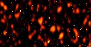 Gerçekçi sürrealist kor ateş tozu yavaşça siyah dumanla yükseliyor. Grunge koyu kıvılcımları izole uçuyor. Kıvılcımlar saçarak yanan küçük bir animasyon oluşturun. Cehennemin yükselen patlaması. Yangın tozu..