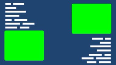 Sayısal panelleri, organize çerçeveleri veya çoklu ekran efektlerini taklit etmek için dikdörtgen kutularla şebeke düzeni yeşil ekranı