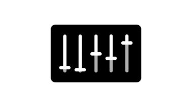 Müzik kalitesini ve ses dengesini arttırmak için farklı ses frekanslarını ayarlamak için düşey kaydırıcılara sahip bir ses eşitleyici simgesi