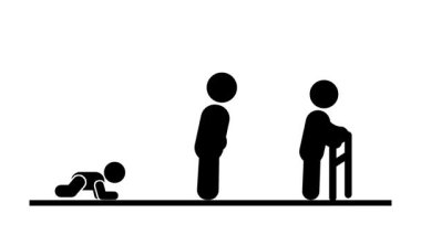 Bir insan bir baston kullanarak diğerine destek olur. Şefkat, ilgi ve hayatın zorluklarını birlikte aşma çabalarını sembolize eder.