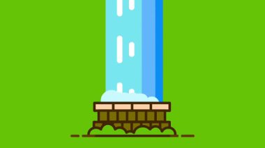 Uzun bir şelale zarif bir şekilde yemyeşil bir arazideki küçük bir havuza akar. Huzuru, doğayı ve ferahlatıcı huzuru sembolize eder.