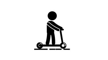 Bir insan, günlük kısa mesafeli şehirler için eğlence, rahatlık ve çevre dostu ulaşımı simgeleyen bir scooter kullanıyor.