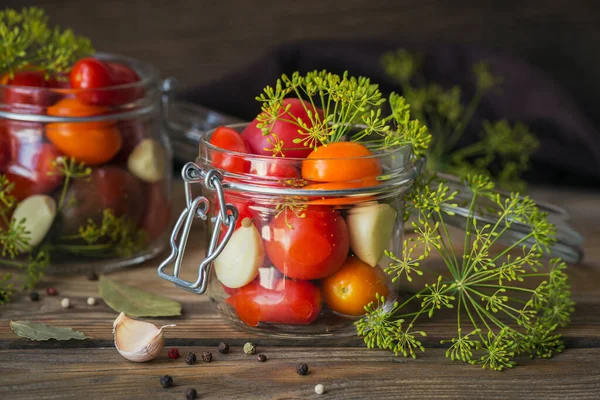 Ingredients Making Healthy Vegan Food Pickled Vegetables Tomatoes Being Prepared — Stock Photo, Image