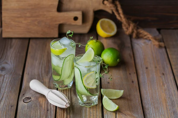 Summer Alcoholic Drink Homemade Refreshing Cocktail Gin Vodka Tequila Cucumber — Stock Photo, Image