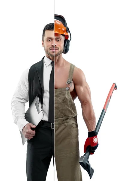 Comparison of manager and woodcutters outlook. — Stock Photo, Image