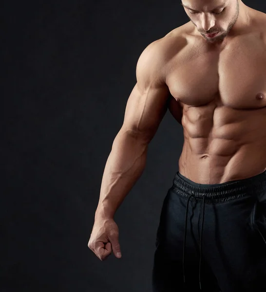 Frontview of muscular mans ABS. — Stock Photo, Image