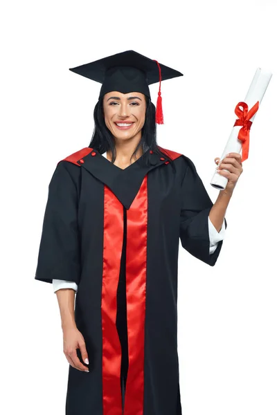 Portrait de heureux diplômés de l'université sur fond blanc . — Photo