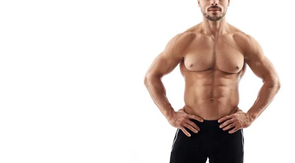 Shirtless muscular de incógnito culturista posando . — Foto de Stock