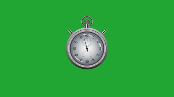 Kronometre Yeşil Ekran Ile Animasyonlu Dakika Karikatür — Stok video