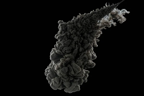 Suda siyah mürekkep. Mürekkep suda tepki veriyor. Yaratıcı. Siyah arkaplan