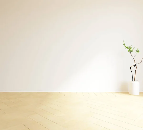 背景に光の壁床を緑の植物で白い植木鉢 — ストック写真