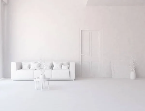 Idea Una Habitación Escandinava Blanca Interior Con Muebles Inicio Interior —  Fotos de Stock