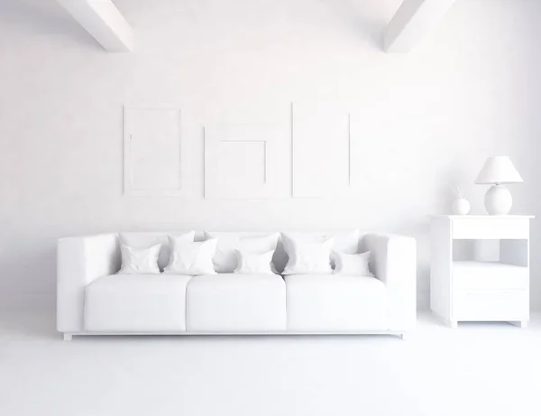 Idea Una Habitación Escandinava Blanca Interior Con Muebles Inicio Interior —  Fotos de Stock