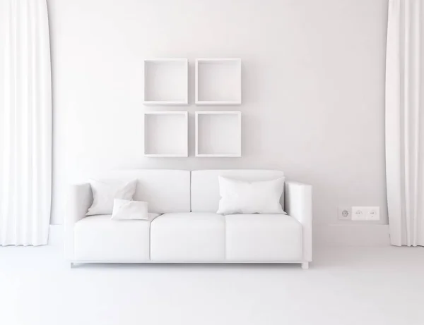 Idea White Scandinavian Room Interior Furniture Home Nordic Interior — Stock Photo, Image